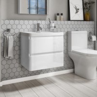 600mm White Wall Hung Vanity Unit with Sink - Portland 600mm White Wall Hung Vanity Unit with Sink - Portland