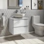 600mm White Wall Hung Countertop Vanity Unit with 2 Drawers - Portland