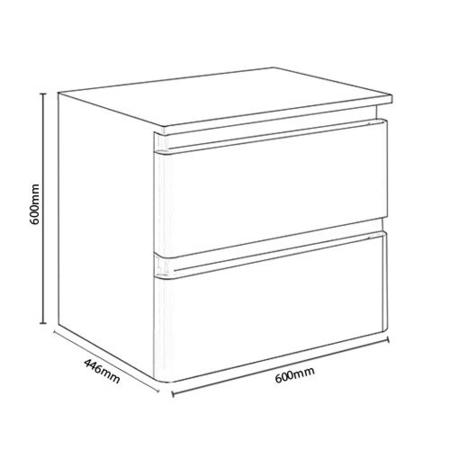 600mm White Wall Hung Countertop Vanity Unit with 2 Drawers - Portland