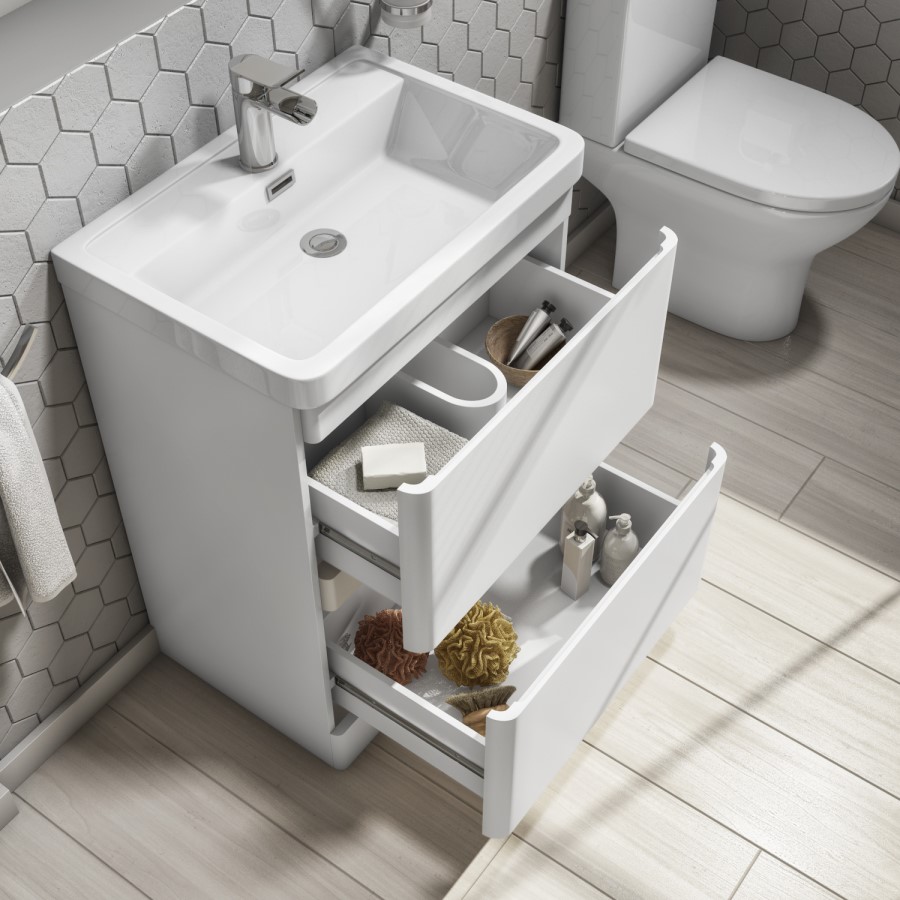 800mm White Freestanding Vanity Unit with Basin - Portland