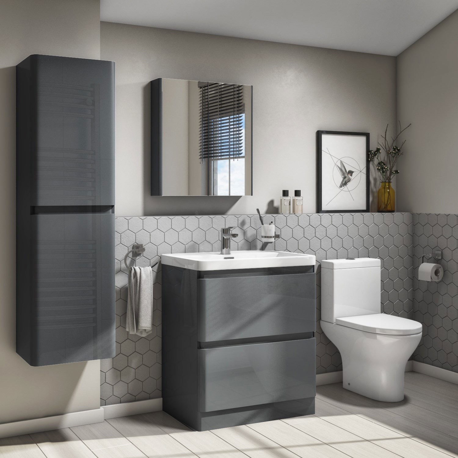 800mm Dark Grey Freestanding Vanity Unit With Basin Portland Better Bathrooms