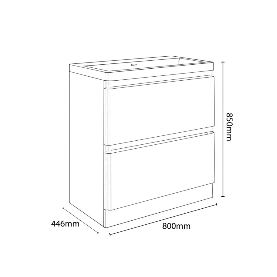 800mm Dark Grey Freestanding Vanity Unit with Basin - Portland