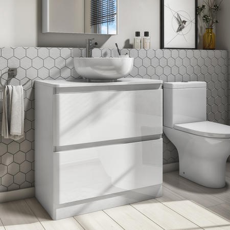 800mm White Countertop Vanity Unit Portland Better Bathrooms 800mm White Countertop Vanity Unit, Table Top Sink Vanity Unit