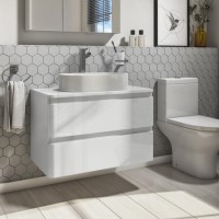 800mm White Wall Hung Countertop Vanity Unit with Basin - Portland 800mm White Wall Hung Countertop Vanity Unit with Basin - Portland