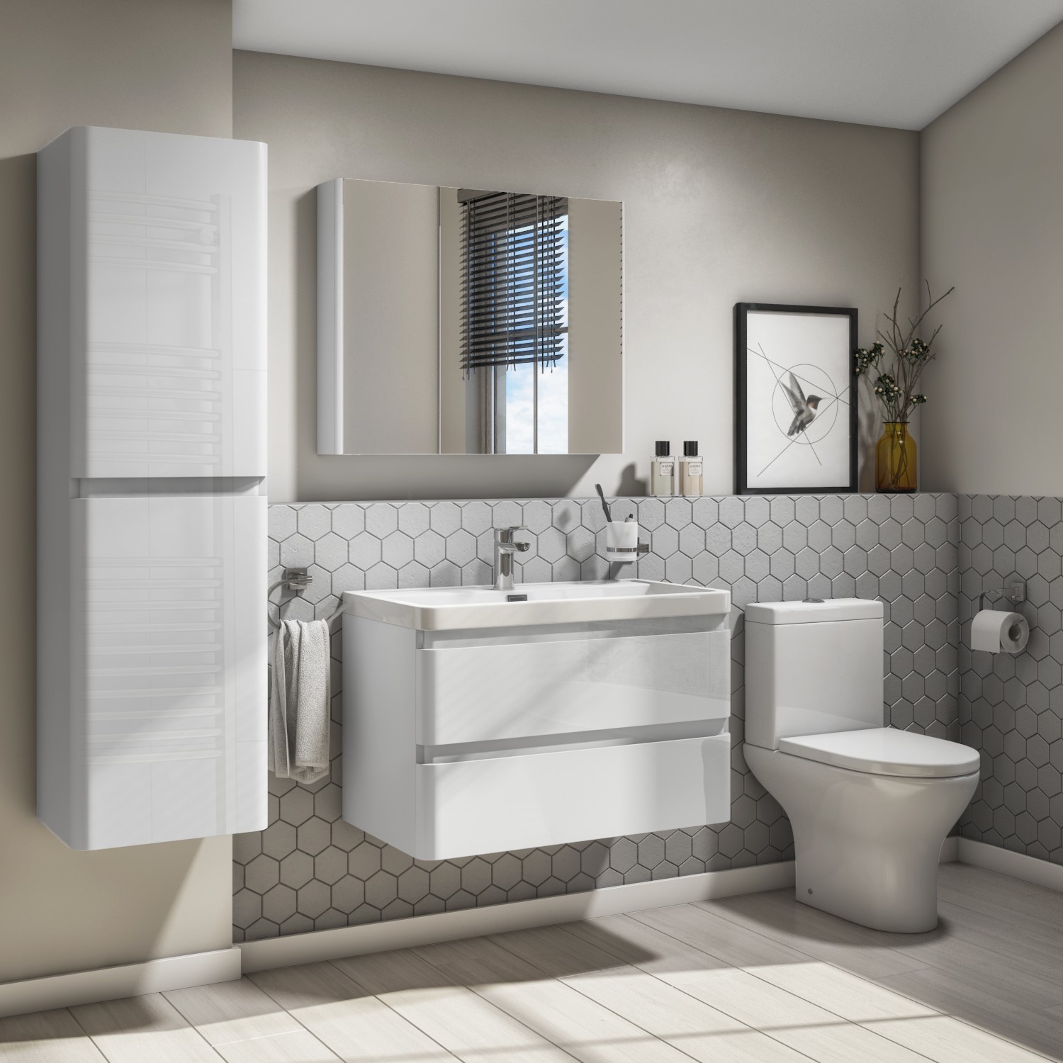 800mm White Wall Hung Vanity Unit With Basin Portland Better Bathrooms