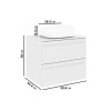 600mm White Wood Effect Wall Hung Countertop Vanity Unit with Basin - Boston
