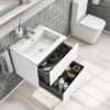 600mm White Wood Effect Wall Hung Vanity Unit with Basin - Boston