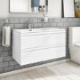 GRADE A1 - 900mm Wall Hung 2 Drawer Vanity Unit with Basin White - Boston