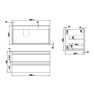 GRADE A1 - 900mm Wall Hung 2 Drawer Vanity Unit with Basin White - Boston