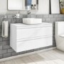900mm Wall Hung 2 Drawer Vanity Basin Unit White - Boston