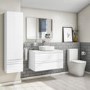 900mm Wall Hung 2 Drawer Vanity Basin Unit White - Boston