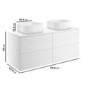 1200mm White Wood Effect Wall Hung Countertop Double Vanity Unit with Basins - Boston