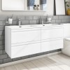 1200mm White Wood Effect Wall Hung Double Vanity Unit with Basin - Boston