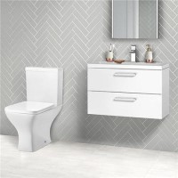 Austin 800 White Gloss Wall Hung Vanity Unit with Austin Toilet
