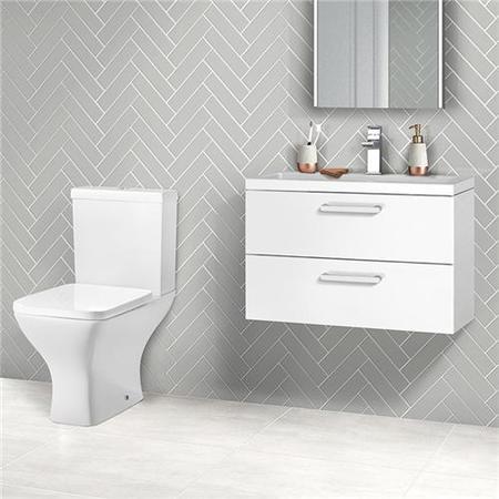 Austin 800 White Gloss Wall Hung Vanity Unit with Austin Toilet