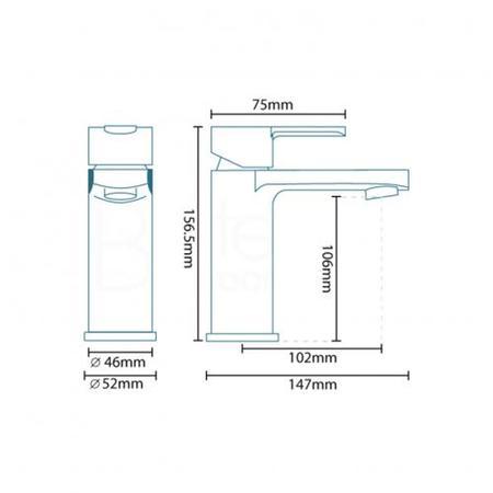 Better Bathrooms Austin 600mm Grey Avola Freestanding Slimline Two Door Vanity Unit with Una tap - Standard Handle