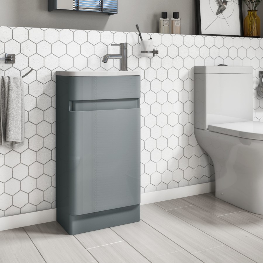 400mm Light Grey Cloakroom Vanity Unit with Basin - Portland