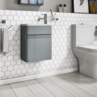 400mm Grey Wall Hung Cloakroom Vanity Unit with Basin - Portland