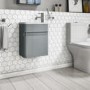 400mm Grey Wall Hung Cloakroom Vanity Unit with Basin - Portland