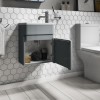 400mm Grey Wall Hung Cloakroom Vanity Unit with Basin - Portland