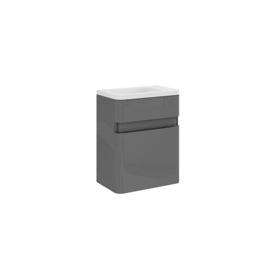 400mm Grey Wall Hung Cloakroom Vanity Unit with Basin - Portland