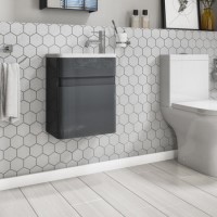 410mm Dark Grey Wall Hung Cloakroom Vanity Unit with Basin - Portland