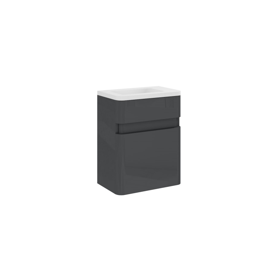 410mm Dark Grey Wall Hung Cloakroom Vanity Unit with Basin - Portland