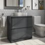 800mm Dark Grey Freestanding Countertop Vanity Unit with Basin - Portland