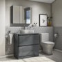 800mm Dark Grey Freestanding Countertop Vanity Unit with Basin - Portland