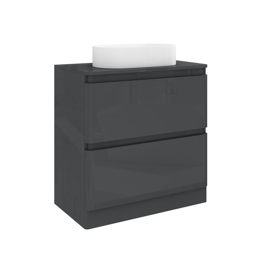 800mm Dark Grey Freestanding Countertop Vanity Unit with Basin - Portland