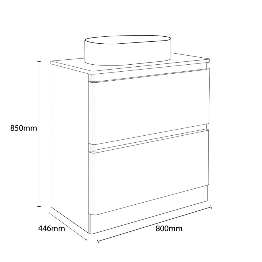 800mm Dark Grey Freestanding Countertop Vanity Unit with Basin - Portland