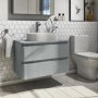 800mm Light Grey Wall Hung Countertop Vanity Unit with Basin - Portland