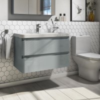 800mm Light Grey Wall Hung Vanity Unit with Basin - Portland 800mm Light Grey Wall Hung Vanity Unit with Basin - Portland