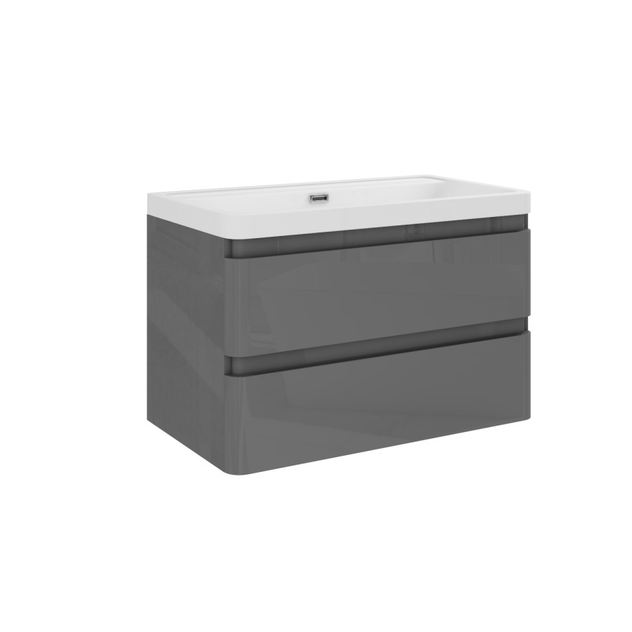 800mm Light Grey Wall Hung Vanity Unit with Basin - Portland