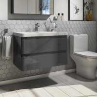 800mm Dark Grey Wall Hung Vanity Unit with Basin - Portland