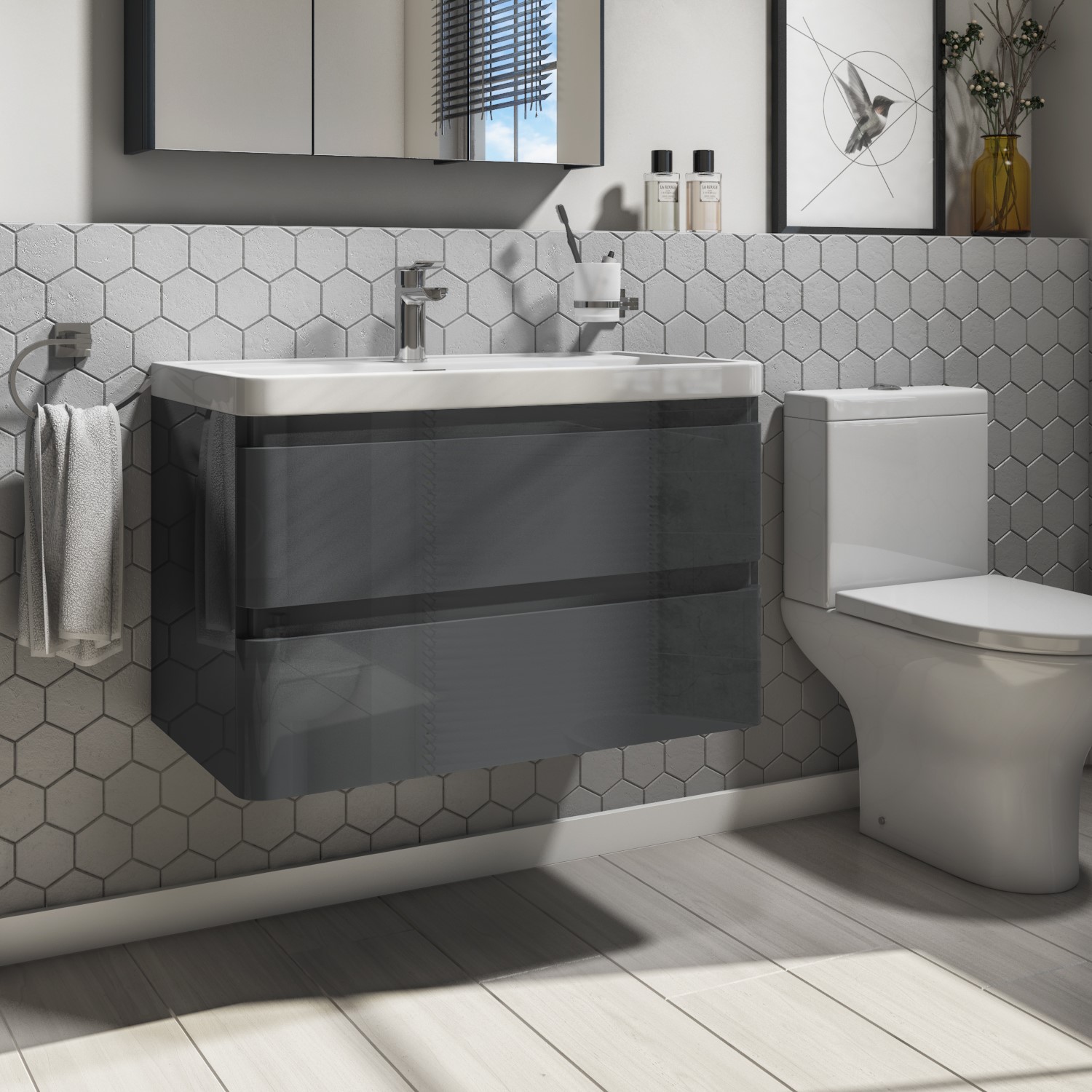 800mm Dark Grey Wall Hung Vanity Unit With Basin Portland Better Bathrooms 800mm Dark Grey Wall Hung Vanity Unit With Basin Portland Better Bathrooms