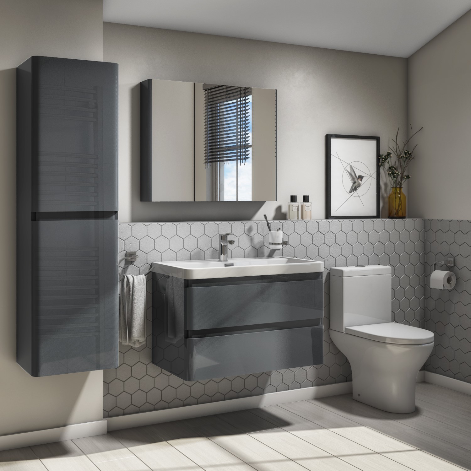 800mm Dark Grey Wall Hung Vanity Unit With Basin Portland Better Bathrooms 800mm Dark Grey Wall Hung Vanity Unit With Basin Portland Better Bathrooms