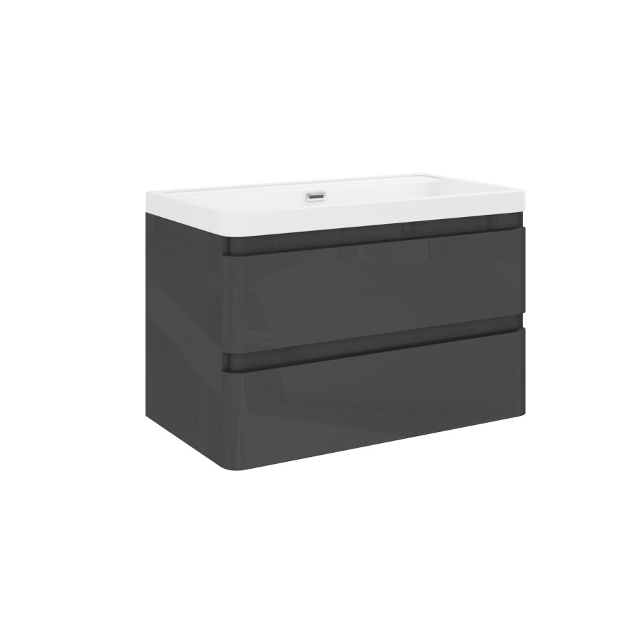 800mm Dark Grey Wall Hung Vanity Unit with Basin - Portland