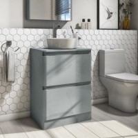 600mm Light Grey Freestanding Countertop Vanity Unit with Basin - Portland