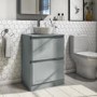 600mm Light Grey Freestanding Countertop Vanity Unit with Basin - Portland