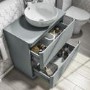 600mm Light Grey Freestanding Countertop Vanity Unit with Basin - Portland
