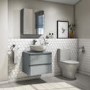 600mm Gloss Wall Hung Countertop Vanity Unit - Light Grey - Portland Range