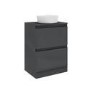 600mm Dark Grey Freestanding Countertop Vanity Unit with Basin - Portland