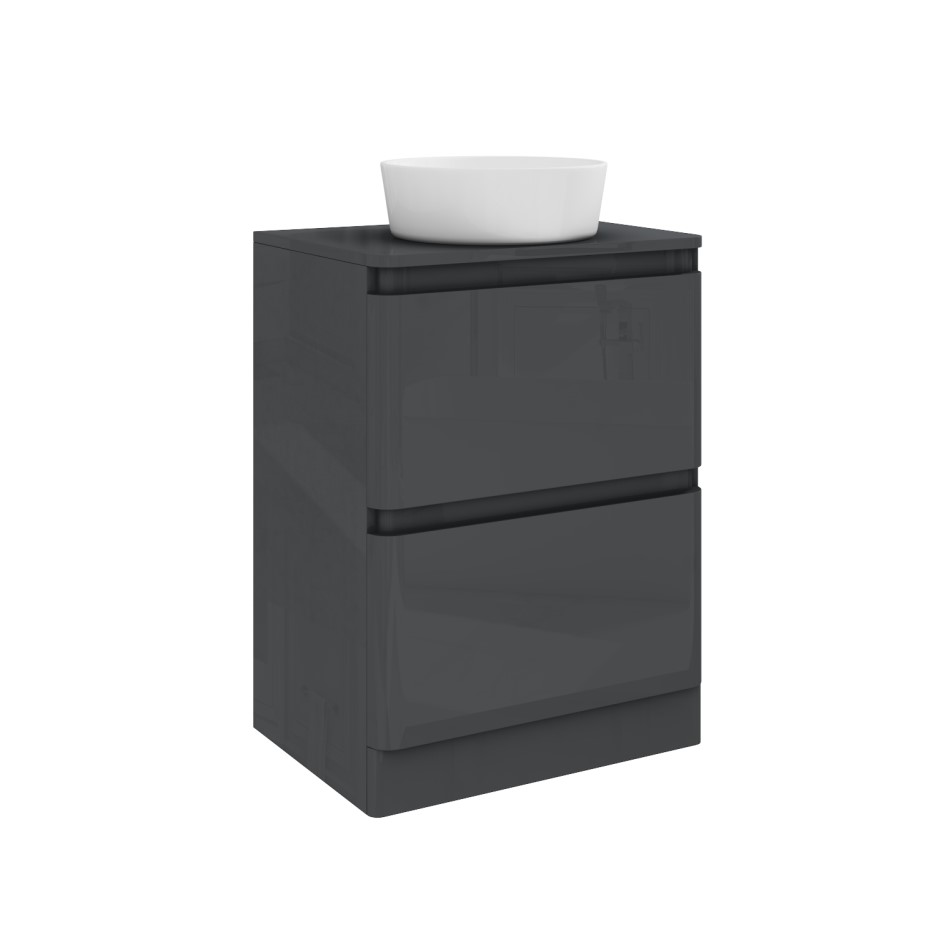 600mm Dark Grey Gloss Floorstanding Vanity Unit with 415mm Basin
