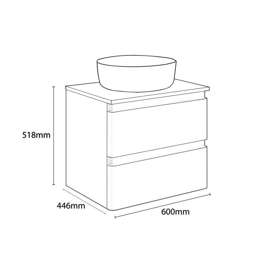 600mm Dark Grey Wall Hung Countertop Vanity Unit with Basin - Portland