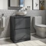 600mm Dark Grey Gloss Floorstanding Vanity Unit with Countertop - Portland