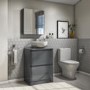 600mm Dark Grey Gloss Floorstanding Vanity Unit with Countertop - Portland