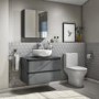 800mm Dark Grey Gloss Wall Hung 2 Drawer Countertop Vanity Unit  - Portland