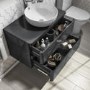 800mm Dark Grey Gloss Wall Hung 2 Drawer Countertop Vanity Unit  - Portland