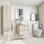 600mm Light Wood Effect Wall Hung Countertop Vanity Unit with Basin - Boston